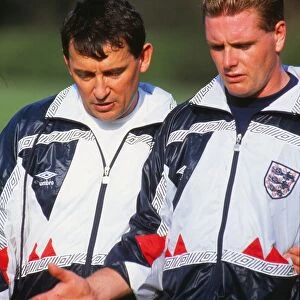 Paul Gascoigne and Graham Taylor during England training in 1990