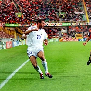 Pep Guardiola and Zinedine Zidane at Euro 2000