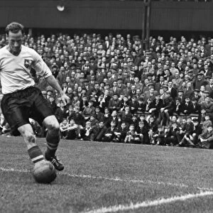 Preston North Ends Tom Finney on the ball at Deepdale in 1956 / 7