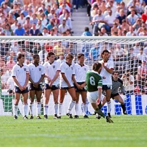 Ronnie Whelan takes a free kick against England during Irelands victory at Euro 88