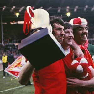 ruce Grobbelaar, Ronnie Whelan and Mark Lawrenson celebrate Liverpools 1982 League Cup victory