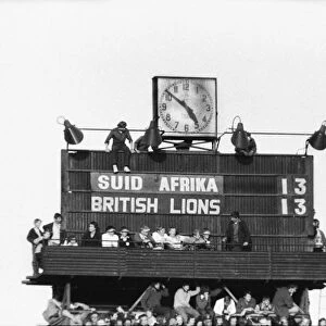 The scoreboard during the final test between South Africa & the British Lions in 1974