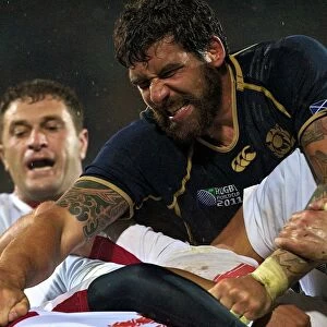 Scotlands Jim Hamilton battles Georgia at the Rugby World Cup