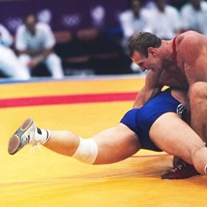 The Soviet Unions Aleksandr Karelin on the way to winning his first gold medal at the 1988 Seoul Olympics