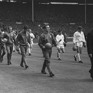 The teams walk out for the 1967 FA Cup Final