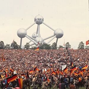 West German fans invade the pitch after their side wins Euro 72