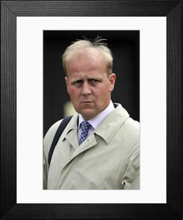 Framed Print : Horse Racing - Newmarket Races - July Cup Meeting. Trainer Ed Dunlop