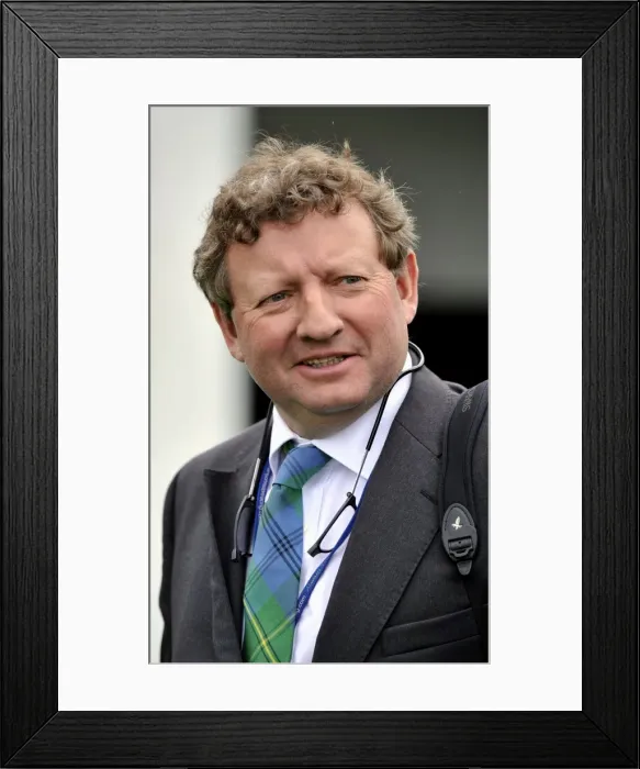 Framed Print : Horse Racing - Newmarket Races - July Cup Meeting. Trainer Mark Johnston
