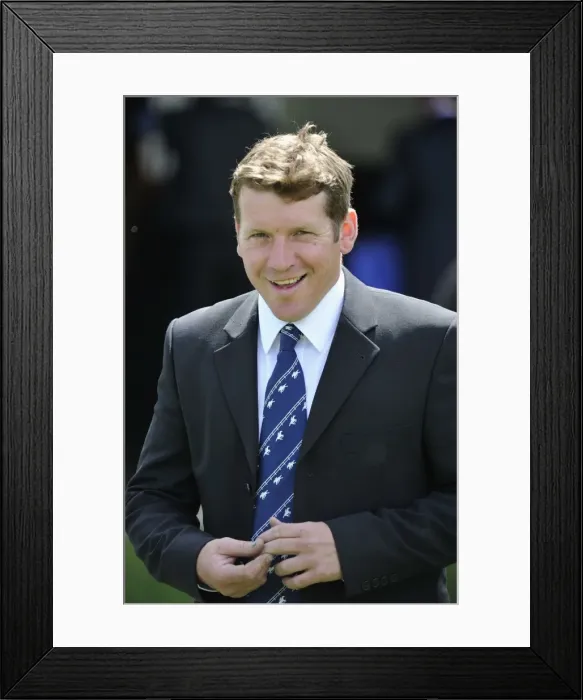 Framed Print : Horse Racing - Newmarket Races - July Cup Meeting. Trainer Ollie Pears