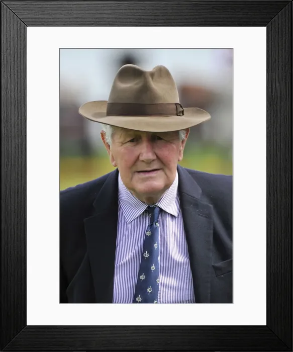 Framed Print : Horse Racing - Newmarket Races - July Cup Meeting. Trainer David Elsworth