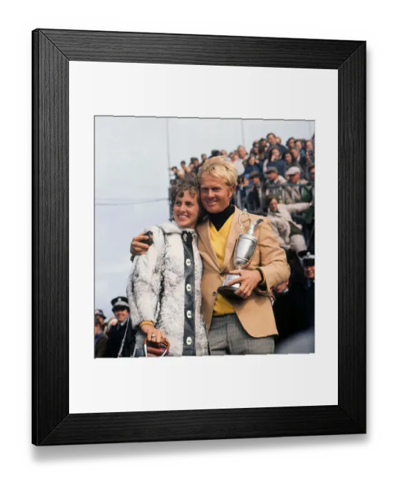 Framed Print : Jack Nicklaus celebrates winning the 1970 Open with his wife Barbara Framed Print : Jack Nicklaus celebrates winning the 1970 Open with his wife Barbara