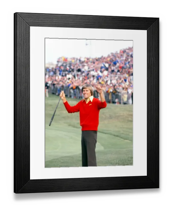 Framed Print : Bill Rogers celebrates winning the 1981 Open Championship