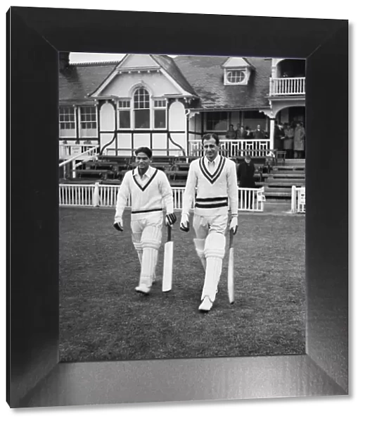 Gul Mohamed and Rusi Modi come out to bat for All India - 1946 Tour of England