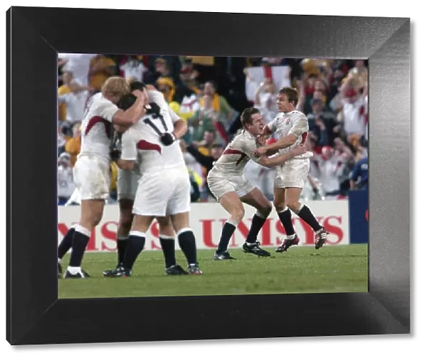 Will Greenwood and Jonny Wilkinson celebrate after the final whistle of the 2003 World Cup Final