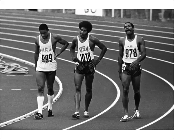 USAs 1972 Olympics 400m runners (left to right) Vince Matthews, John Smith, and Wayne Collett