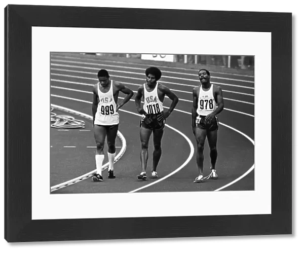 USAs 1972 Olympics 400m runners (left to right) Vince Matthews, John Smith, and Wayne Collett