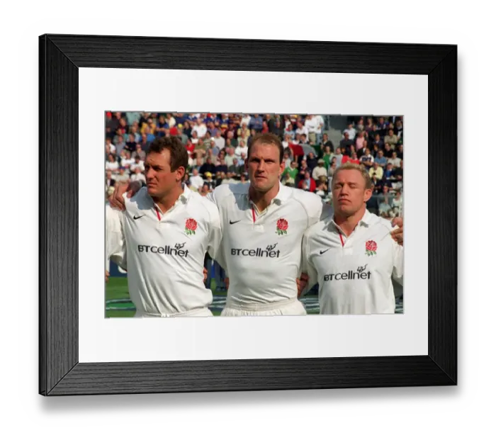 Framed Print : Richard Hill, Lawrence Dallaglio and Neil Back Framed Print : Richard Hill, Lawrence Dallaglio and Neil Back