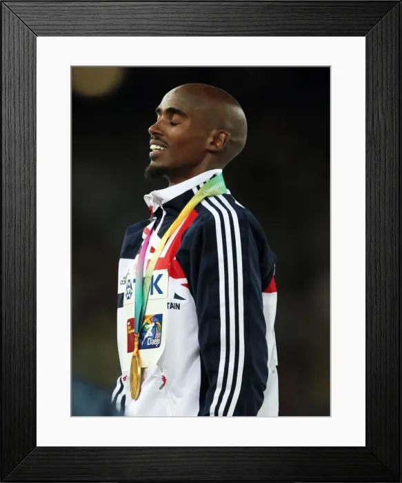 Framed Print : 5000m World Champion Mo Farah Framed Print : 5000m World Champion Mo Farah