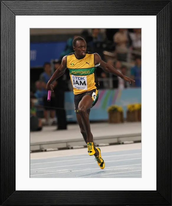 Framed Print : Usain Bolt anchors Jamaica to World Championship relay gold & a new WR Framed Print : Usain Bolt anchors Jamaica to World Championship relay gold & a new WR