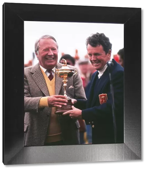 Ted Heath presents Jack Burke Jr. with the Ryder Cup in 1973