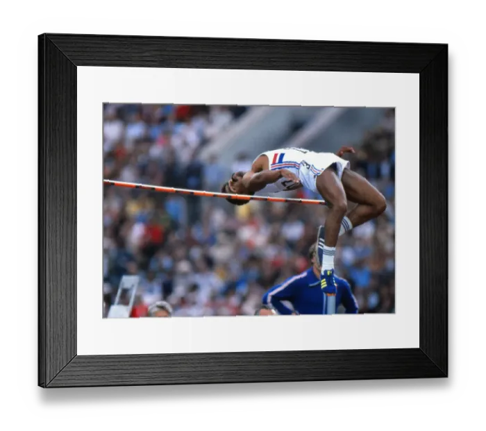 Framed Print : Daley Thompson in the high jump at the 1980 Moscow Olympics Framed Print : Daley Thompson in the high jump at the 1980 Moscow Olympics