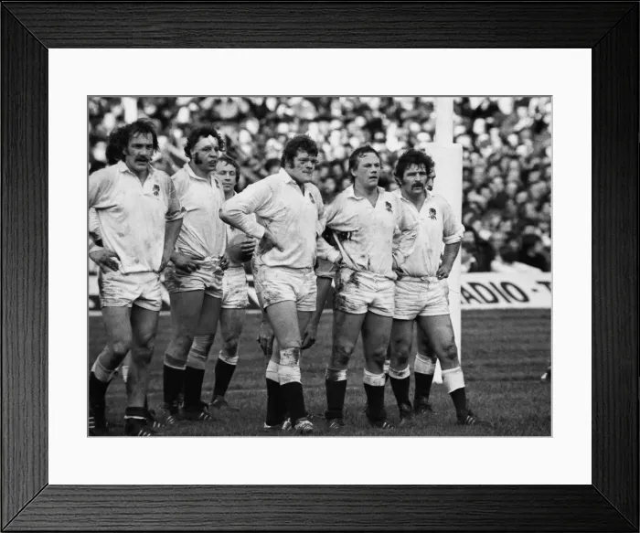 Framed Print : The England forwards during the 1977 Five Nations Framed Print : The England forwards during the 1977 Five Nations