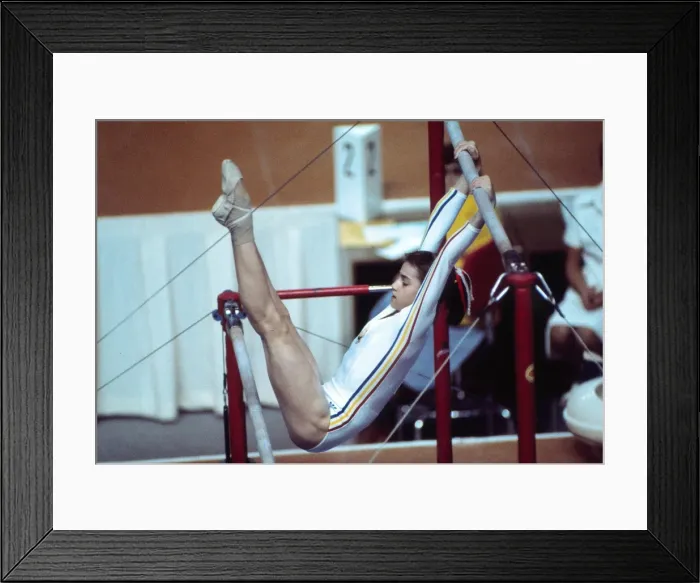 Framed Print : Nadia Comaneci at the 1976 Montreal Olympics