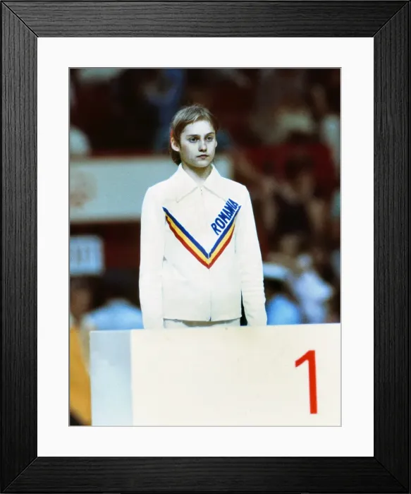 Framed Print : Nadia Comaneci at the 1976 Montreal Olympics Framed Print : Nadia Comaneci at the 1976 Montreal Olympics