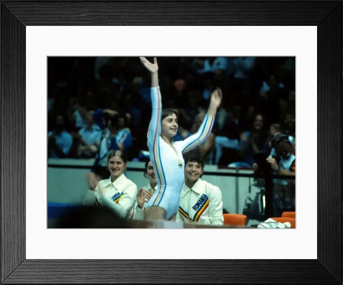 Framed Print : Nadia Comaneci at the 1976 Montreal Olympics
