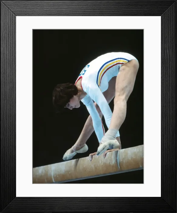 Framed Print : Nadia Comaneci at the 1980 Moscow Olympics Framed Print : Nadia Comaneci at the 1980 Moscow Olympics
