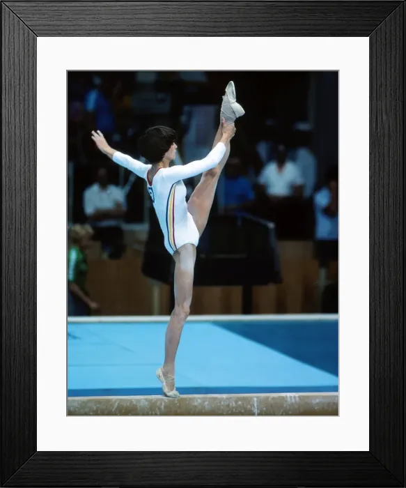Framed Print : Nadia Comaneci at the 1980 Moscow Olympics Framed Print : Nadia Comaneci at the 1980 Moscow Olympics