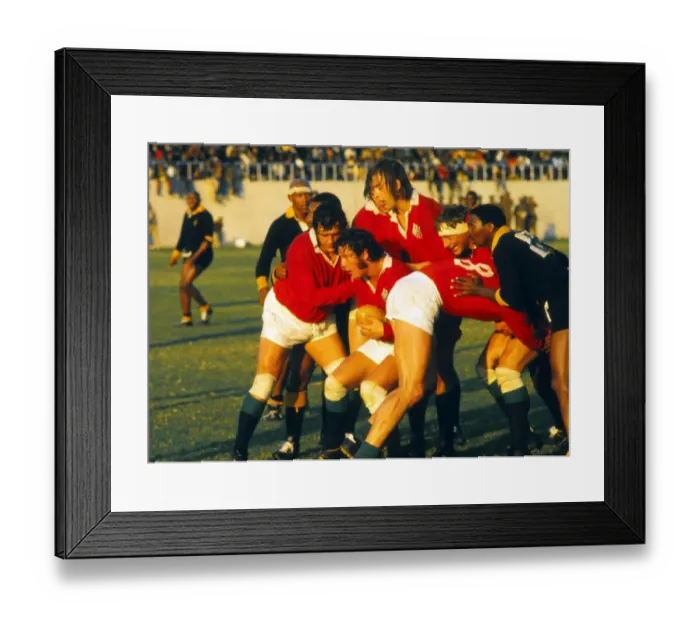 Framed Print : The British Lions forwards drive the ball against the Leopards in 1974 Framed Print : The British Lions forwards drive the ball against the Leopards in 1974