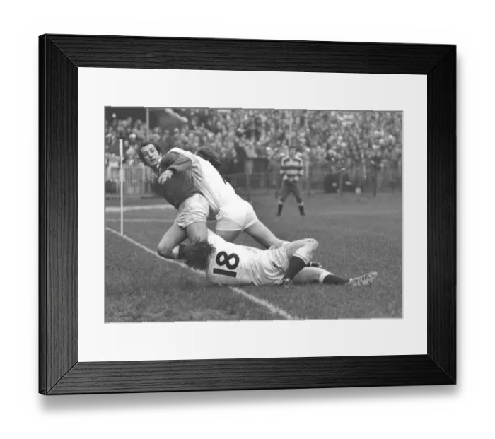 Framed Print : Gareth Edwards is bundled into touch - 1975 Five Nations Framed Print : Gareth Edwards is bundled into touch - 1975 Five Nations