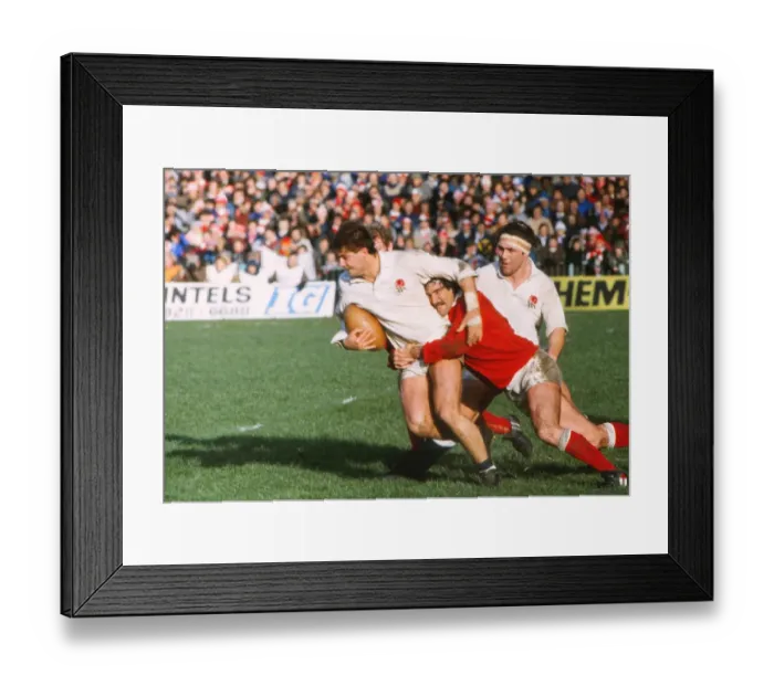 Framed Print : Nick Jeavons is tackled by Jeff Squire during the 1983 Five Nations Framed Print : Nick Jeavons is tackled by Jeff Squire during the 1983 Five Nations