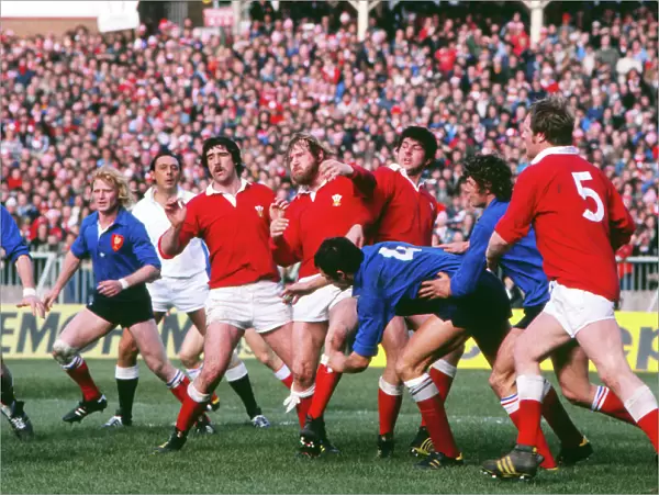 Wales Jeff Squire, Derek Quinnell and Allan Martin take on France - 1978 Five Nations