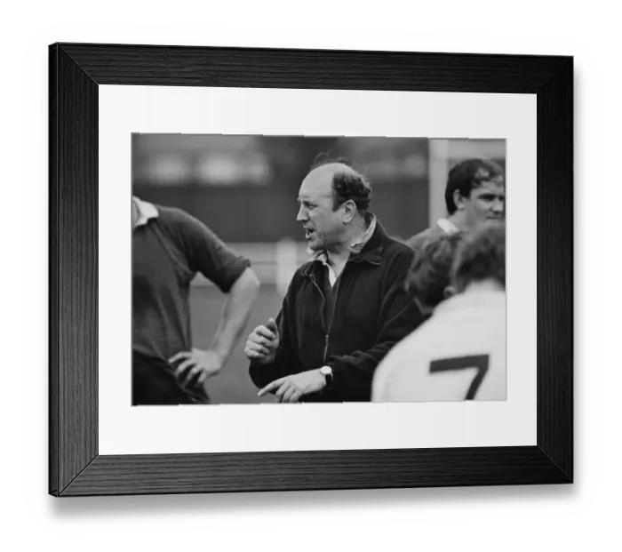 Framed Print : England rugby coach Don White trains with the team in 1969