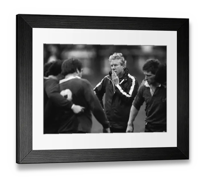 Framed Print : England rugby coach Geoff Cooke during a 1988 training session Framed Print : England rugby coach Geoff Cooke during a 1988 training session