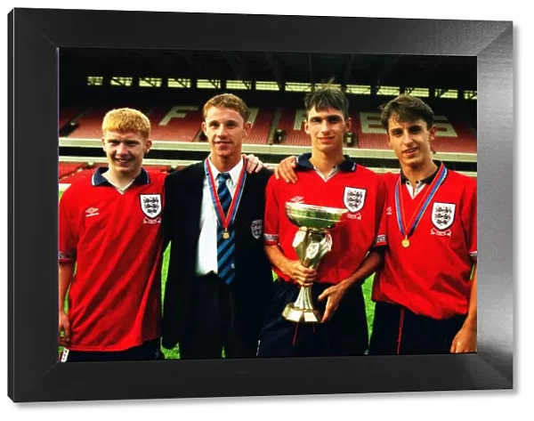Englands Manchester United players after winning the 1993 European Under 18 Youth Tournament