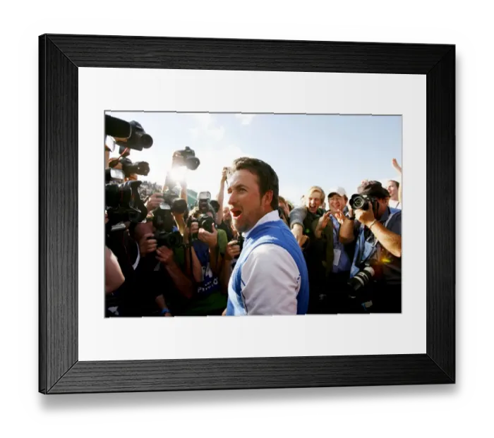 Framed Print : Graeme McDowell is mobbed after sinking the winning putt at the 2010 Ryder Cup Framed Print : Graeme McDowell is mobbed after sinking the winning putt at the 2010 Ryder Cup
