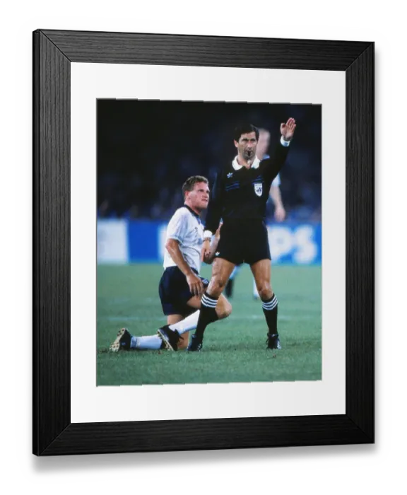 Framed Print : Paul Gascoigne looks furious as the referee ignores his appeal for a foul at Italia 90 Framed Print : Paul Gascoigne looks furious as the referee ignores his appeal for a foul at Italia 90