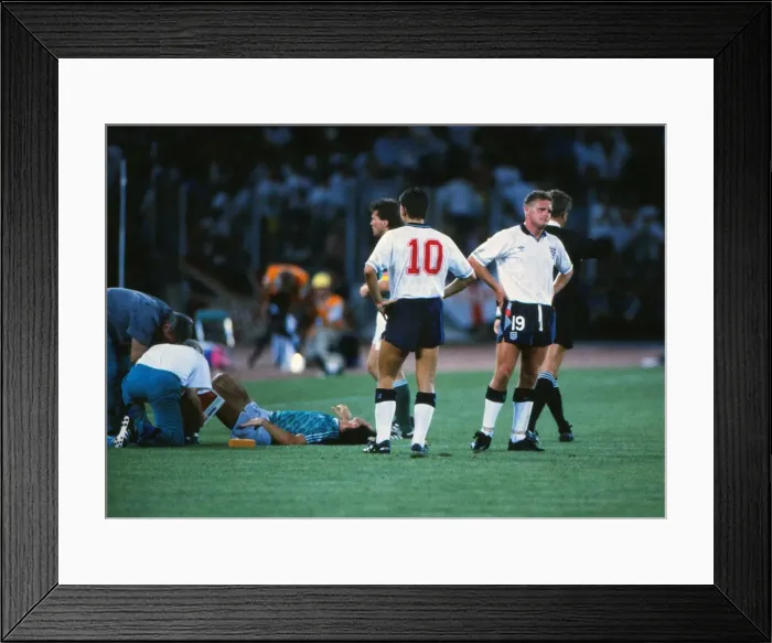 Framed Print : Paul Gascoigne is booked in the semi-final of the 1990 World Cup Framed Print : Paul Gascoigne is booked in the semi-final of the 1990 World Cup