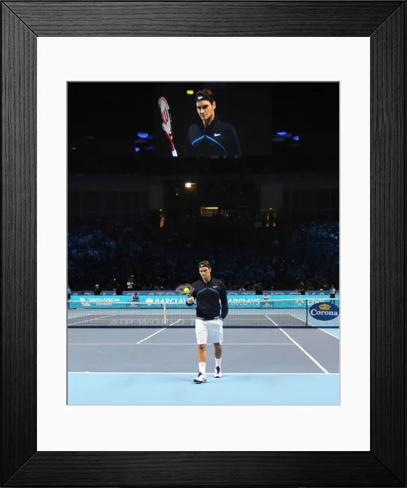 Framed Print : Roger Federer warms up during the ATP Tour Finals Framed Print : Roger Federer warms up during the ATP Tour Finals