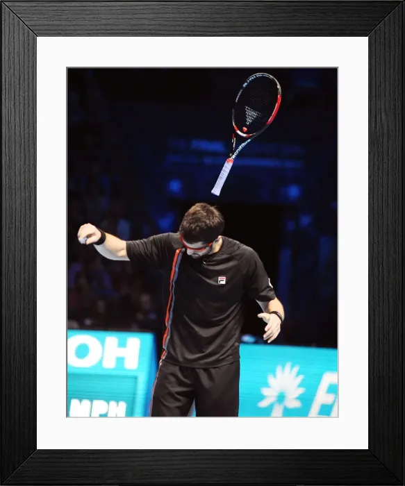 Framed Print : Janko Tipsarevic loses his racket during the ATP Tour Finals Framed Print : Janko Tipsarevic loses his racket during the ATP Tour Finals