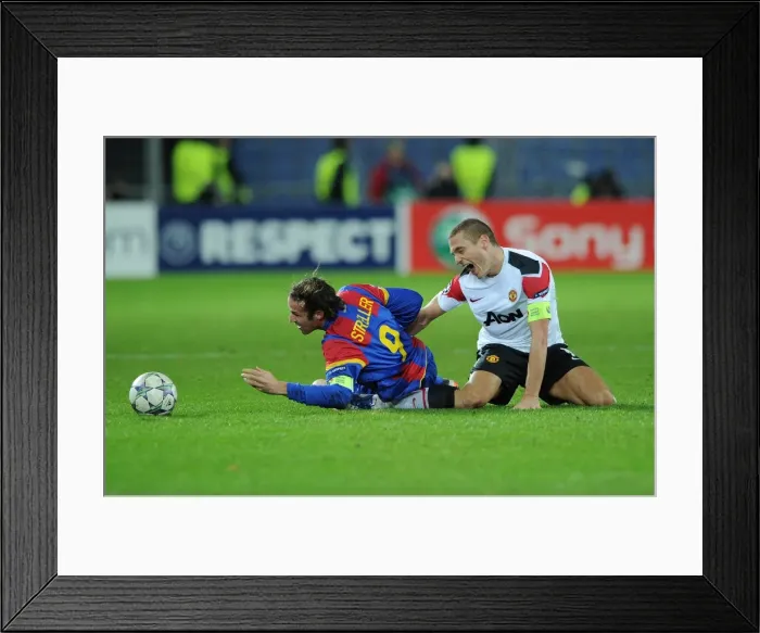 Framed Print : Nemanja Vidic is injured during the 2011 Champions League Framed Print : Nemanja Vidic is injured during the 2011 Champions League