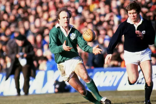 Mike Gibson on the ball for Ireland during the 1979 Five Nations