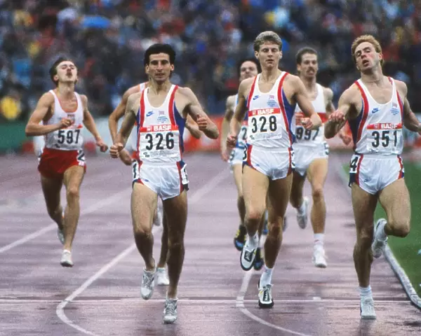 Three Spitfires coming out of the sun to complete a clean sweep for Britain in the 800m final at the 1986 European Championships
