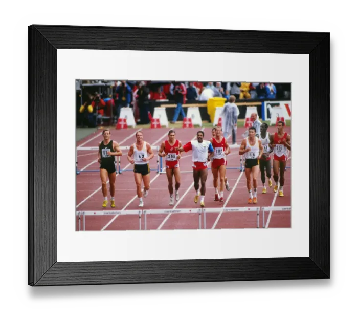 Framed Print : Daley Thompson celebrates with his fellow competitors after winning gold at the 1986 Edinburgh Commonwealth Games Framed Print : Daley Thompson celebrates with his fellow competitors after winning gold at the 1986 Edinburgh Commonwealth Games