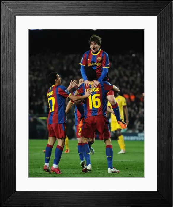 Framed Print : Lionel Messi celebrates with his Barcelona teammates Framed Print : Lionel Messi celebrates with his Barcelona teammates