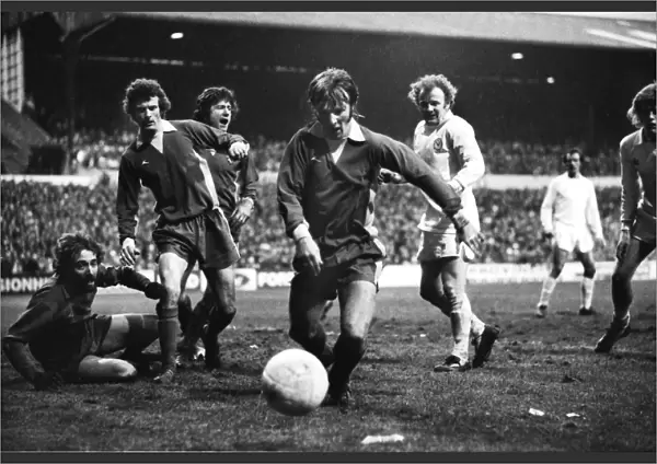 Wimbledons Dickie Guy makes another save against Leeds United in the 1975 FA Cup