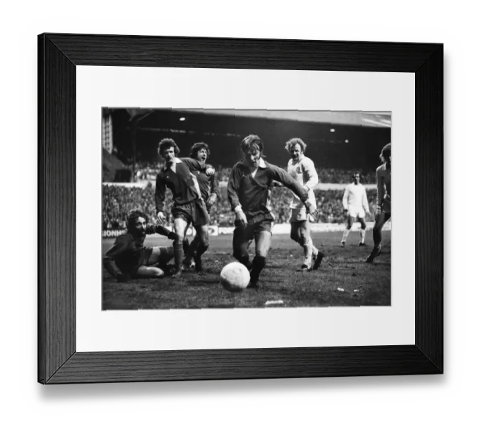 Framed Print : Wimbledons Dickie Guy makes another save against Leeds United in the 1975 FA Cup Framed Print : Wimbledons Dickie Guy makes another save against Leeds United in the 1975 FA Cup